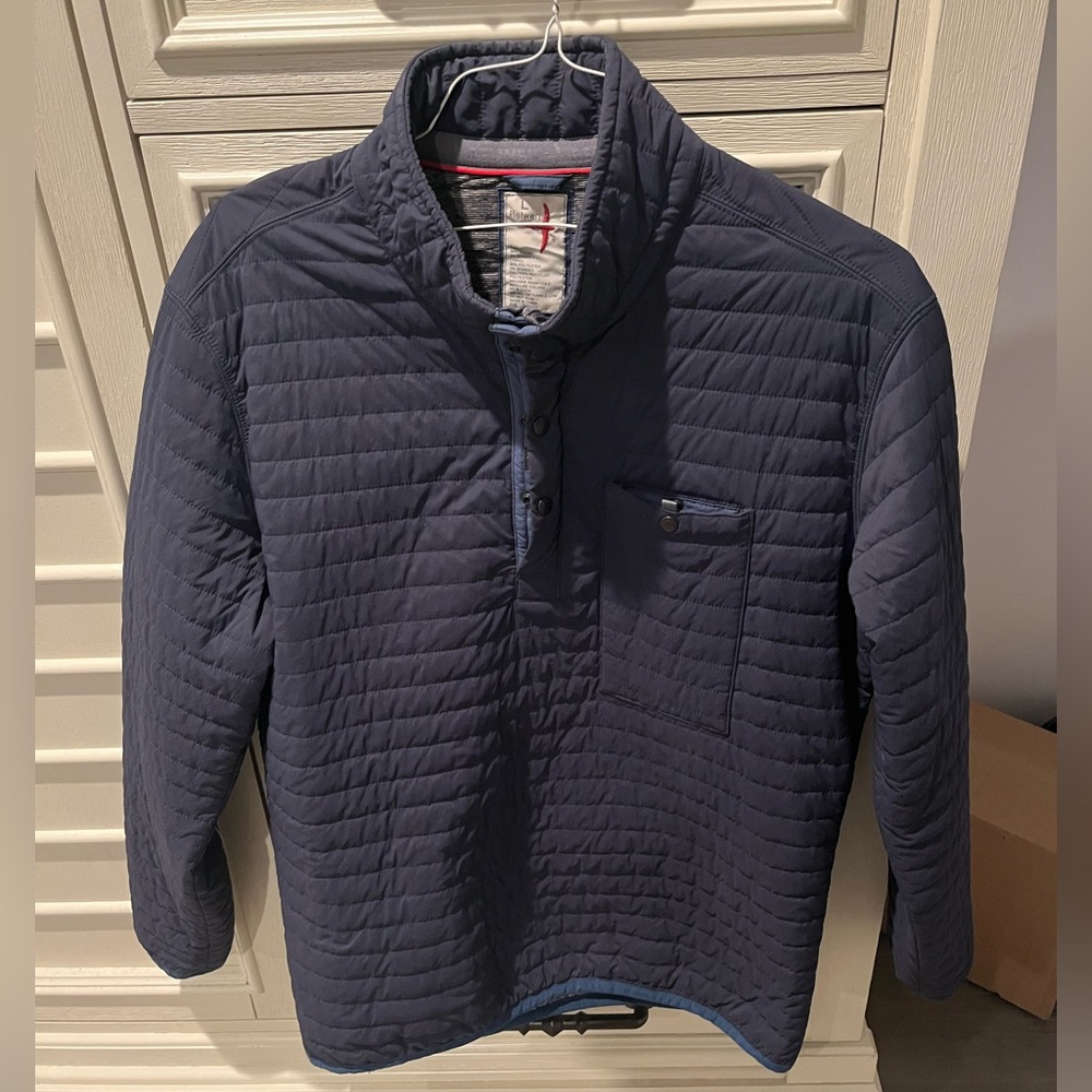 Relwen Windzip Popover Quilted Navy Pullover Jacket - Large